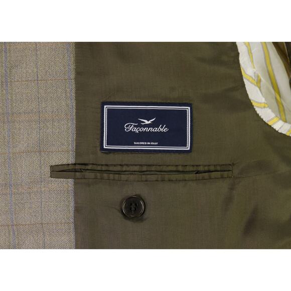 Faconnable by Cantarelli Gold Checkered Wool Sportcoat Blazer 44R - Picture 8 of 10